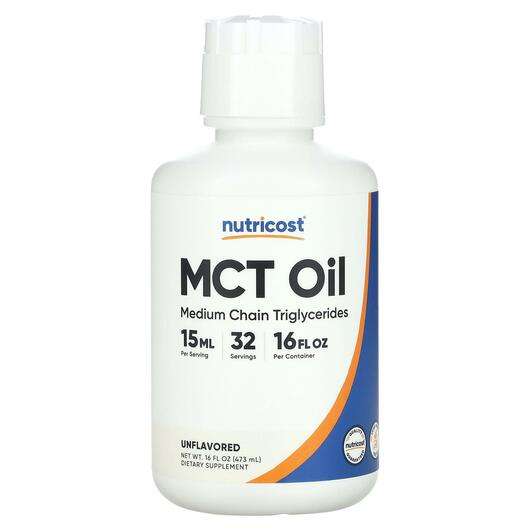 Основне фото товара Nutricost, MCT Oil Unflavored, Тригліцериди, 473 мл