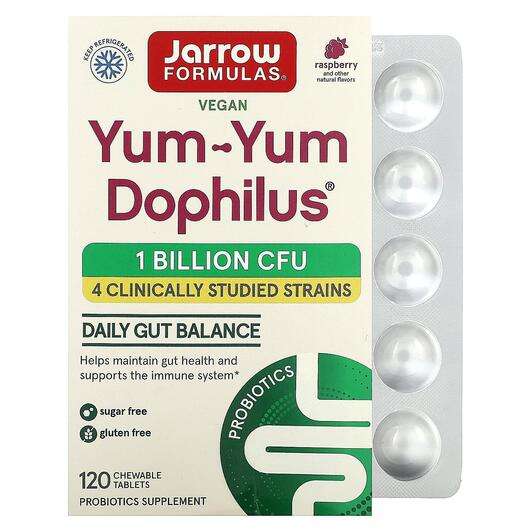 Основное фото товара Jarrow Formulas, Пробиотики, Yum-Yum Dophilus Chewable, 120 ко...