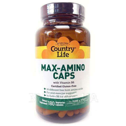 Max-Amino Caps with Vitamin B-6, Max-Amino Caps з вітаміном B-6, 180 капсул