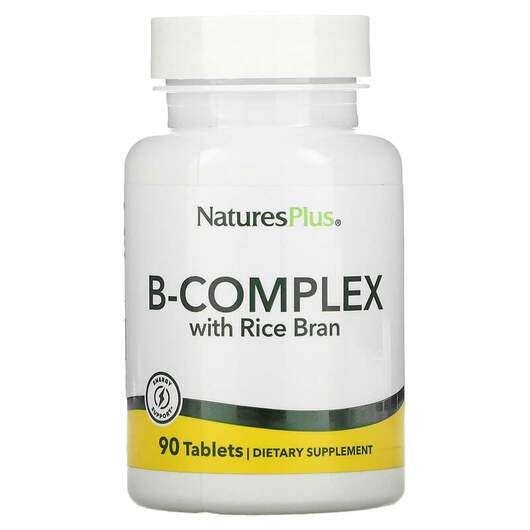 Основне фото товара Natures Plus, B-Complex with Rice Bran, Комплекс вітаміну B, 9...
