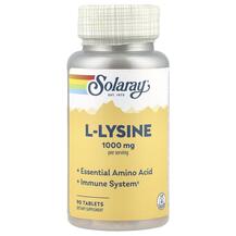 L-Lysine 1000 mg L-Лизин 1000 мг Solaray 90 таблеток