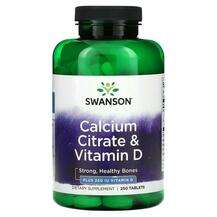 Swanson, Calcium Citrate & Vitamin D, Цитрат Кальцію, 250 ...