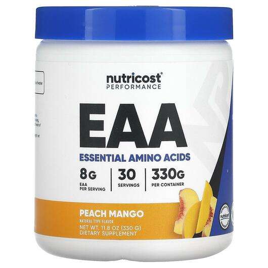 Основне фото товара Nutricost, Performance EAA Powder Peach Mango, Пальмітоілетано...