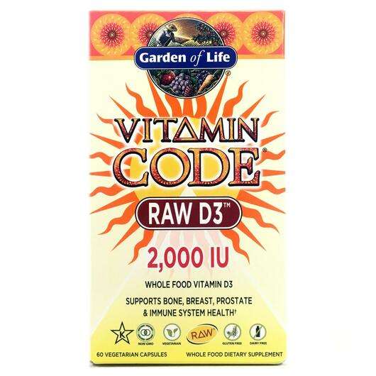Основное фото товара Garden of Life, Витамин D3, Vitamin Code RAW D3 2000 IU, 60 ка...