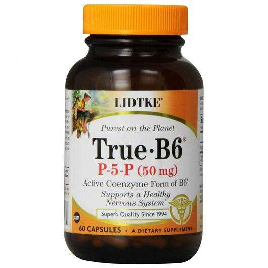 Основне фото товара Lidtke, True B6 50 mg, Піридоксал-5-фосфат, 60 капсул