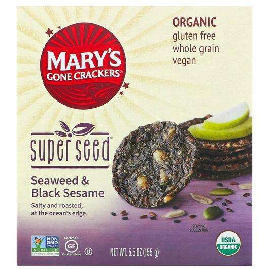 Super Seed Crackers Seaweed & Black Sesame 5, Печиво, 155 г