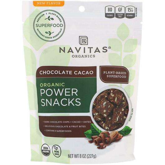Основне фото товара Navitas Organics, Power Snacks Chocolate Cacao, Порошок Какао,...
