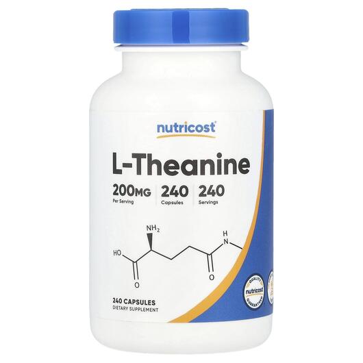Основне фото товара Nutricost, L-Theanine 200 mg, L-Теанін, 240 капсул
