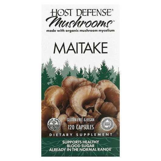 Основне фото товара Host Defense Mushrooms, Maitake, Гриби Майтаке, 120 капсул