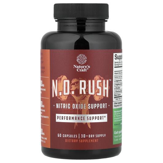Основне фото товара N.O. Rush Nitric Oxide Support, Підтримка Лібідо, 60 капсул