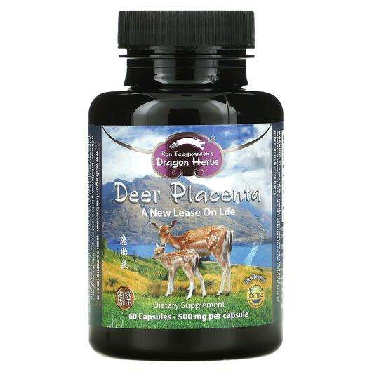 Основне фото товара Dragon Herbs, Deer Placenta 500 mg, Трави, 60 капсул