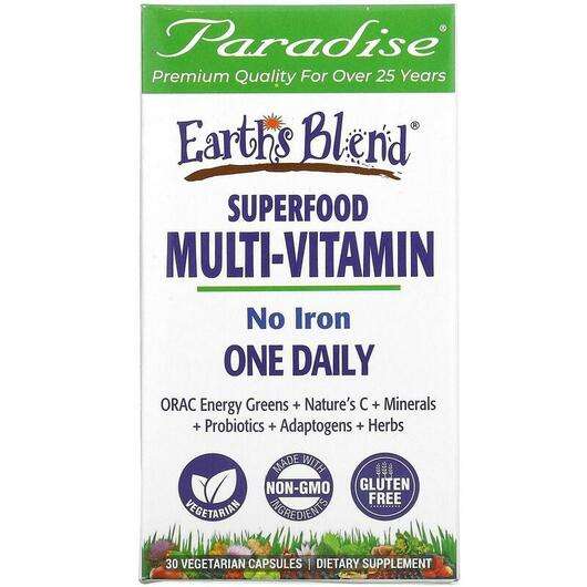 Основное фото товара Paradise Herbs, Мультивитамины без железа, Superfood Multi-Vit...