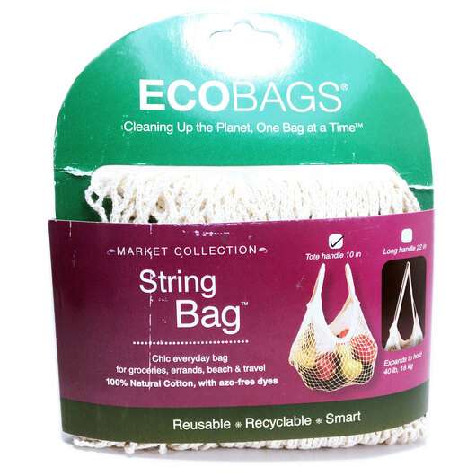 Market Collection String Bag Tote Handle 10 in Nat, Еко-сумка для продуктів 18 кг з короткою ручкою, 1 шт