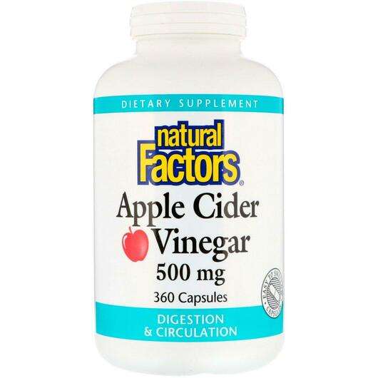 Основне фото товара Natural Factors, Apple Cider Vinegar 500 mg, Яблучний оцет, 36...