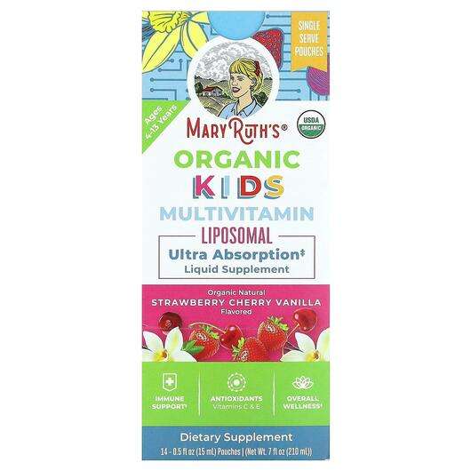 Основне фото товара Organic Kids Multivitamin Liposomal Ages 4-13 Years Strawberry...