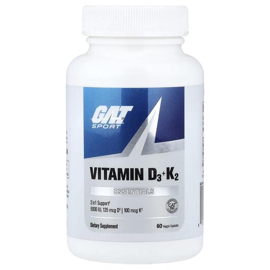 Основне фото товара Vitamin D3 & K2 Основне фото товара GAT, Vitamin D3 & K2, Вітаміни D3 K2, 60 капсул