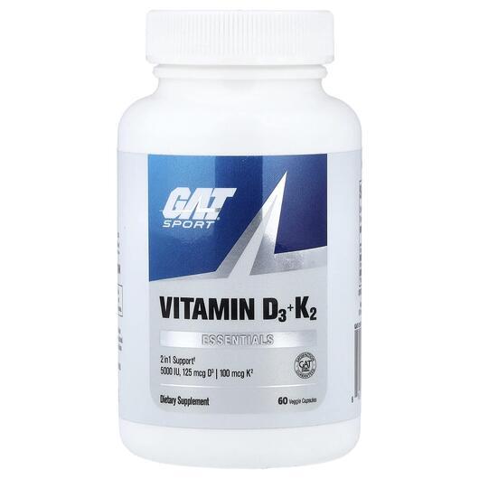Основне фото товара Sport Essentials Vitamin D3 + K2 Основне фото товара GAT, Sport Essentials Vitamin D3 + K2, Вітаміни D3 K2, 60 капсул
