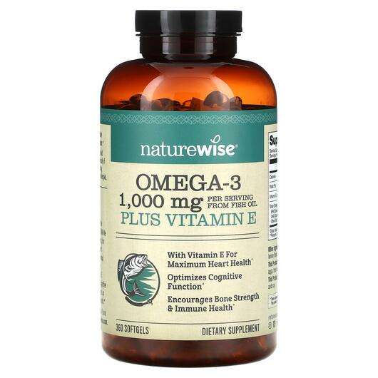 Основне фото товара Naturewise, Omega-3 Plus Vitamin E, Омега 3, 360 капсул