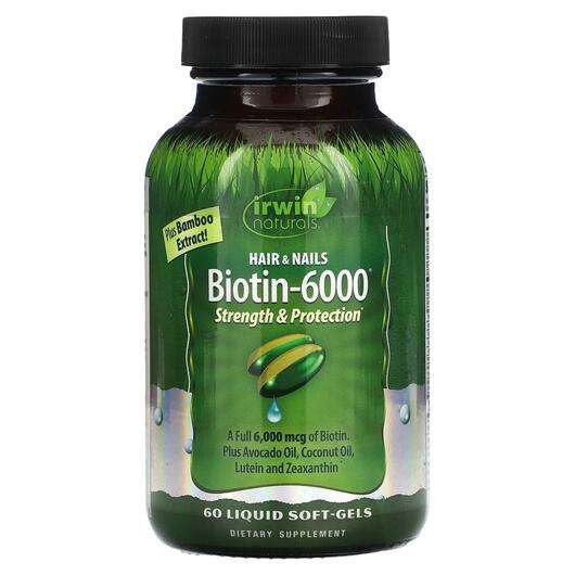 Основное фото товара Irwin Naturals, Витамин B7 Биотин, Biotin-6000, 60 капсул