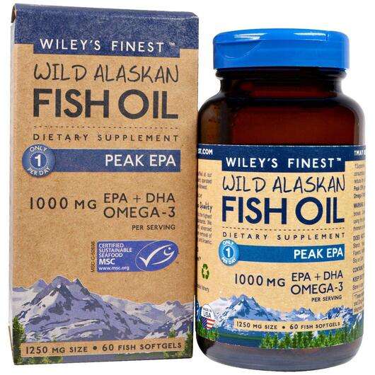 Основное фото товара Wiley's Finest, ЭПК, Wild Alaskan Fish Oil Peak EPA 1250 mg, 6...