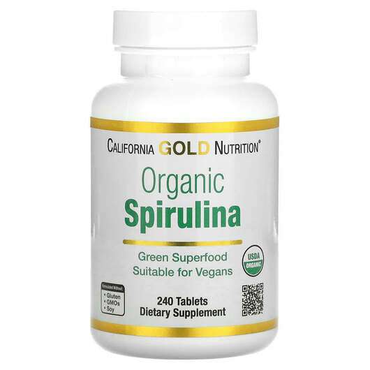 Основне фото товара California Gold Nutrition, Organic Spirulina, Спіруліна 500 мг...