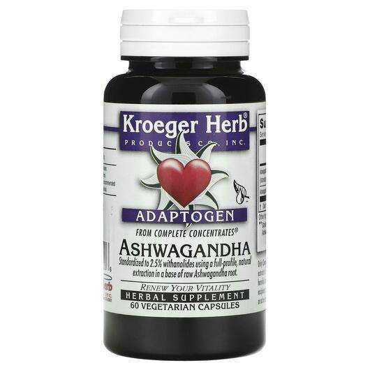 Основне фото товара Kroeger Herb, Ashwagandha, Ашваганда, 60 капсул