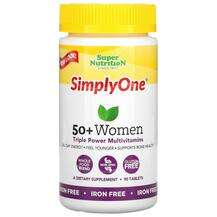 Super Nutrition, Мультивитамины без железа, SimplyOne 50+ Wome...