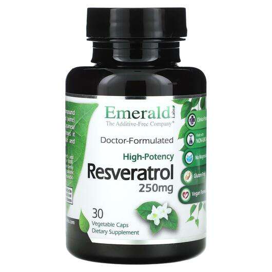 Основне фото товара Emerald, Resveratrol 250 mg, Ресвератрол, 30 капсул