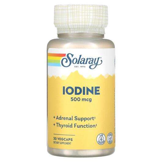 Основне фото товара Solaray, Iodine from Potassium Iodide 500 mcg, Йод 500 мкг, 30...