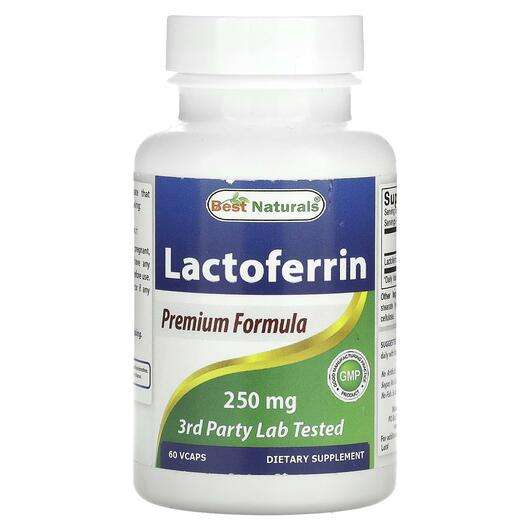 Основне фото товара Best Naturals, Lactoferrin 250 mg, Лактоферин, 60 капсул