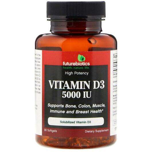 Основне фото товара Future Biotics, Vitamin D3 5000 IU 90, Вітамін D3 5000 МО, 90 ...