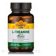 Country Life, L-Theanine 200 mg with B-6, L-Теанін, 60 капсул