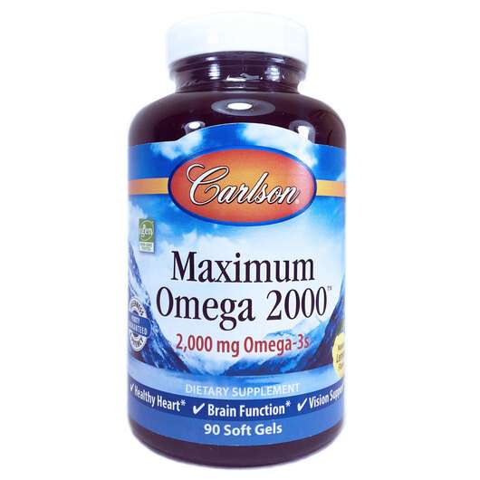 Основне фото товара Carlson, Maximum Omega 2000, Риб'ячий жир Омега-3 2000 мг, 90 ...