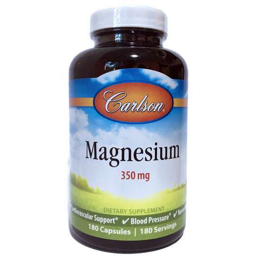 Основне фото товара Carlson, Magnesium 350 mg, Магній 350 мг, 180 капсул