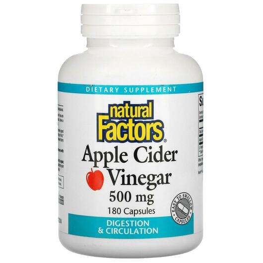 Основне фото товара Natural Factors, Apple Cider Vinegar 500 mg, Яблучний оцет, 18...