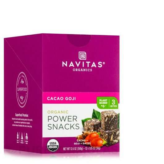 Основне фото товара Organic Power Snacks Cacao Goji 1 Box of 12 Single-Serve Packe...