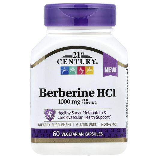 Основное фото товара 21st Century, Берберин, Berberine HCI, 60 капсул
