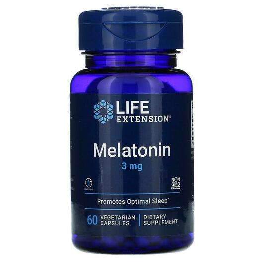Основне фото товара Life Extension, Melatonin 3 mg, Мелатонін 3 мг, 60 капсул