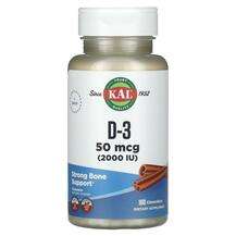 KAL, Витамин D3, D-3 Cinnamon 50 mcg 2000 IU, 100 таблеток