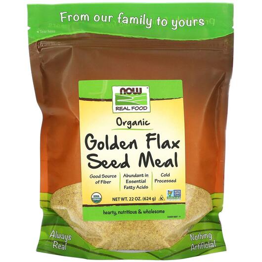 Основне фото товара NOW Foods, Real Food Golden Flax Seed Meal 1, Лляна олія, 624 г
