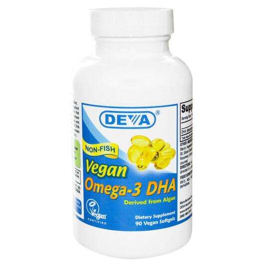 Основне фото товара Deva, Vegan Omega-3 DHA, Веганська Омега-3 DHA, 90 капсул