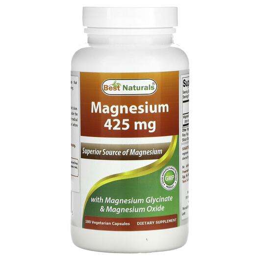 Основне фото товара Best Naturals, Magnesium 425 mg, Магній, 180 капсул