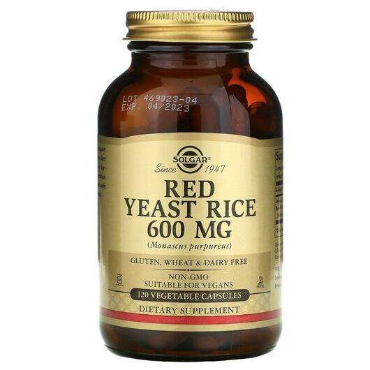 Основне фото товара Solgar, Red Yeast Rice 600 mg, Червоний дріжджовий рис 600 мг,...