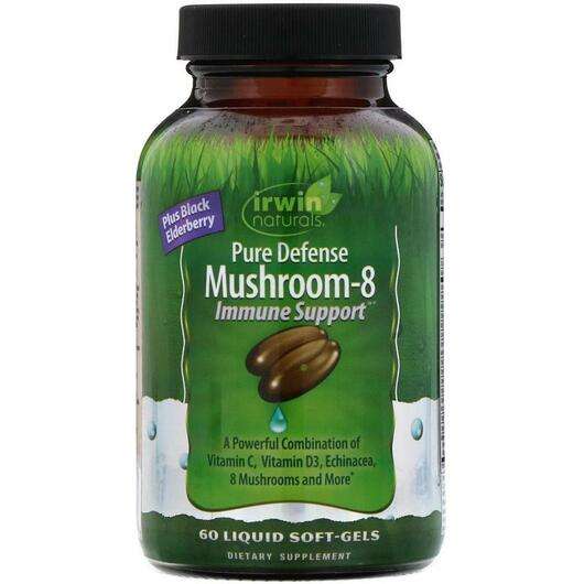 Основне фото товара Irwin Naturals, Pure Defense Mushroom-8 Immune Support, Гриби,...