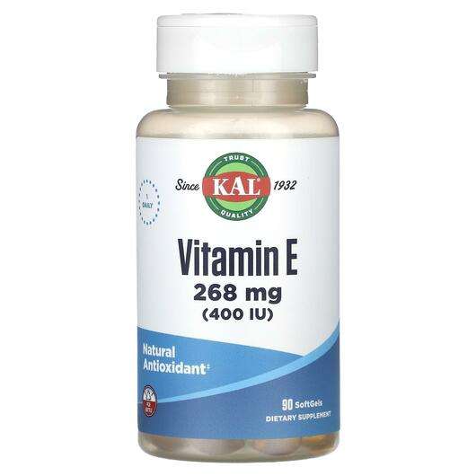Основное фото товара KAL, Витамин E Токоферолы, Vitamin E 268 mg 400 IU, 90 SoftGels