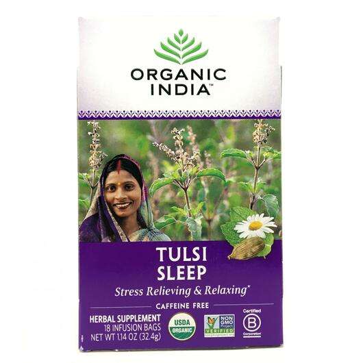 Tulsi Sleep Tea Caffeine Free 18 Infusion Bags 32., Чай Тулса для сну без кофеїну 18 пакетиків, 32.4 г