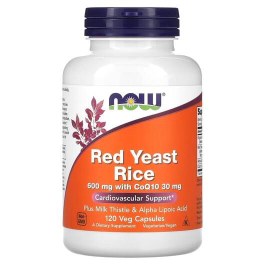 Основне фото товара NOW, Red Yeast Rice, Червоний дріжджовий рис, 120 капсул