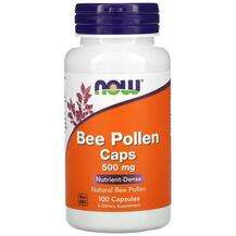 Now, Пчелиная пыльца 500 мг, Bee Pollen Caps 500 mg, 100 капсул