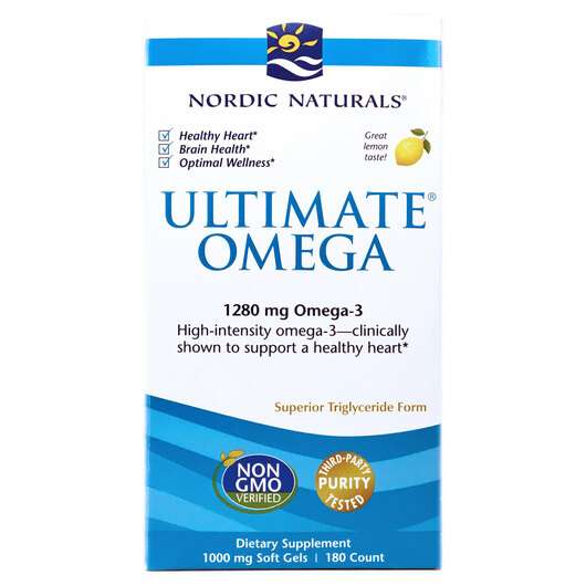 Ultimate Omega 3 1280 mg Lemon Flavor, 180 Soft Gels
