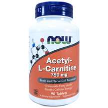 Now, Acetyl-L-Carnitine, Ацетил-L-карнітин 750 мг, 90 таблеток
